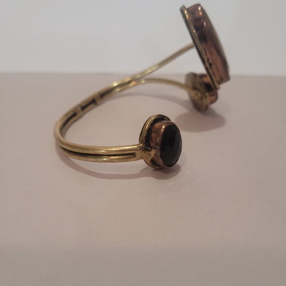 BRASS & COPPER JEWELED CUFF BRACELET - Picture 2 of 5